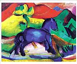 Franz Marc Canvas Paintings - Blaues Pferdchen